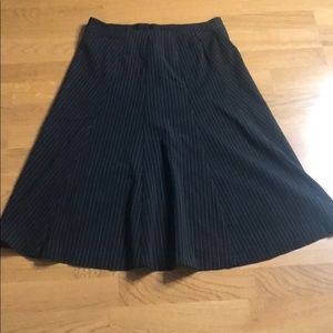 Black A-Line Skirt with Thin Gold Stipes